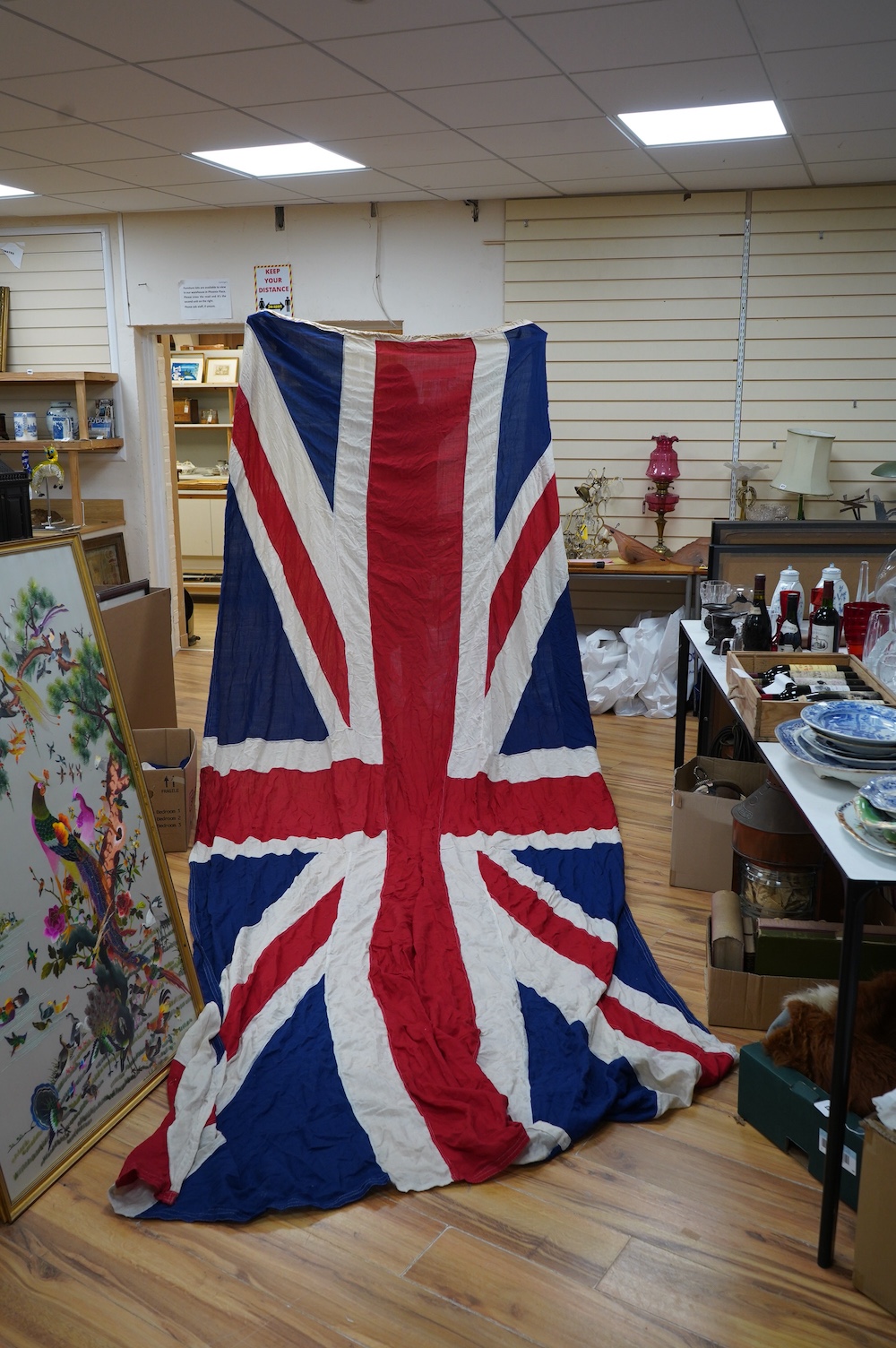 Two large Union flags. Condition - fair